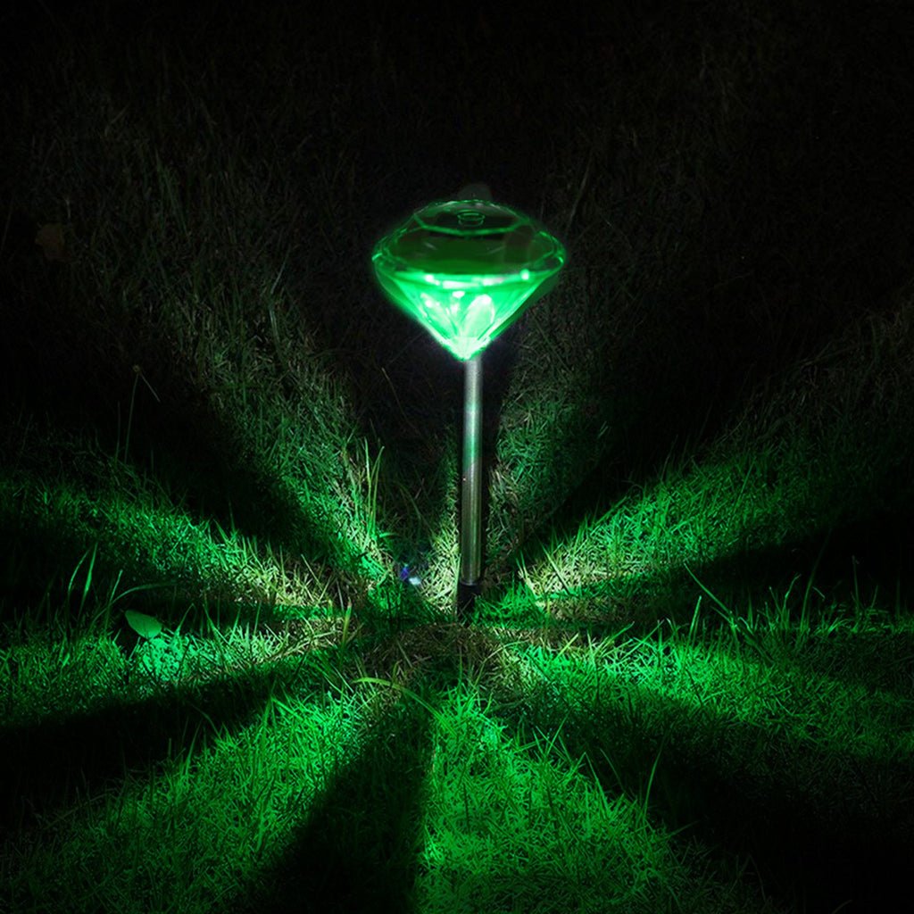 4Pcs Solar Garden Stake Light Outdoor Diamond LED Light 7 Color Changing IP65 Waterproof P