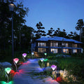 4Pcs Solar Garden Stake Light Outdoor Diamond LED Light 7 Color Changing IP65 Waterproof P