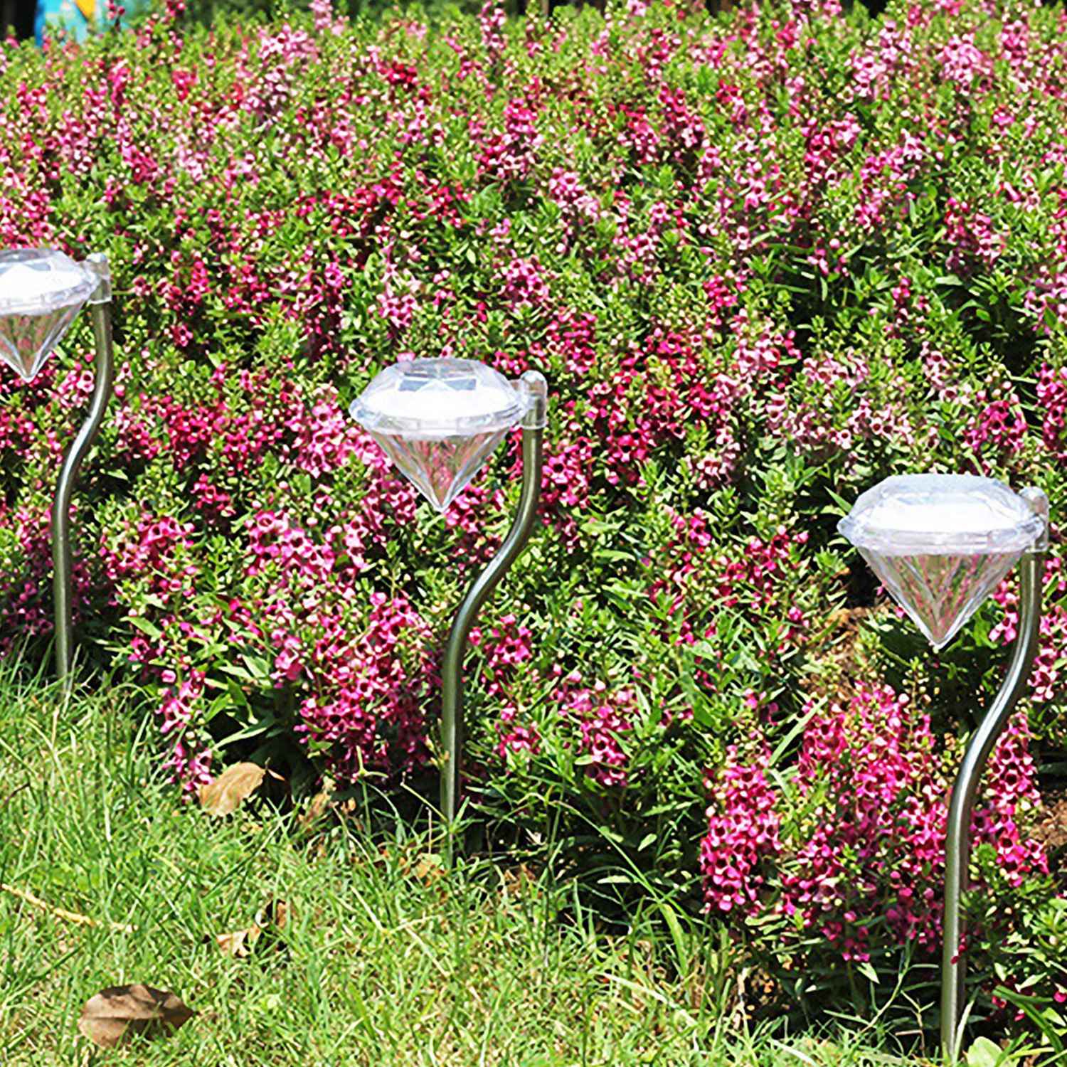 4Pcs Solar Garden Stake Light Outdoor Diamond LED Light 7 Color Changing IP65 Waterproof P