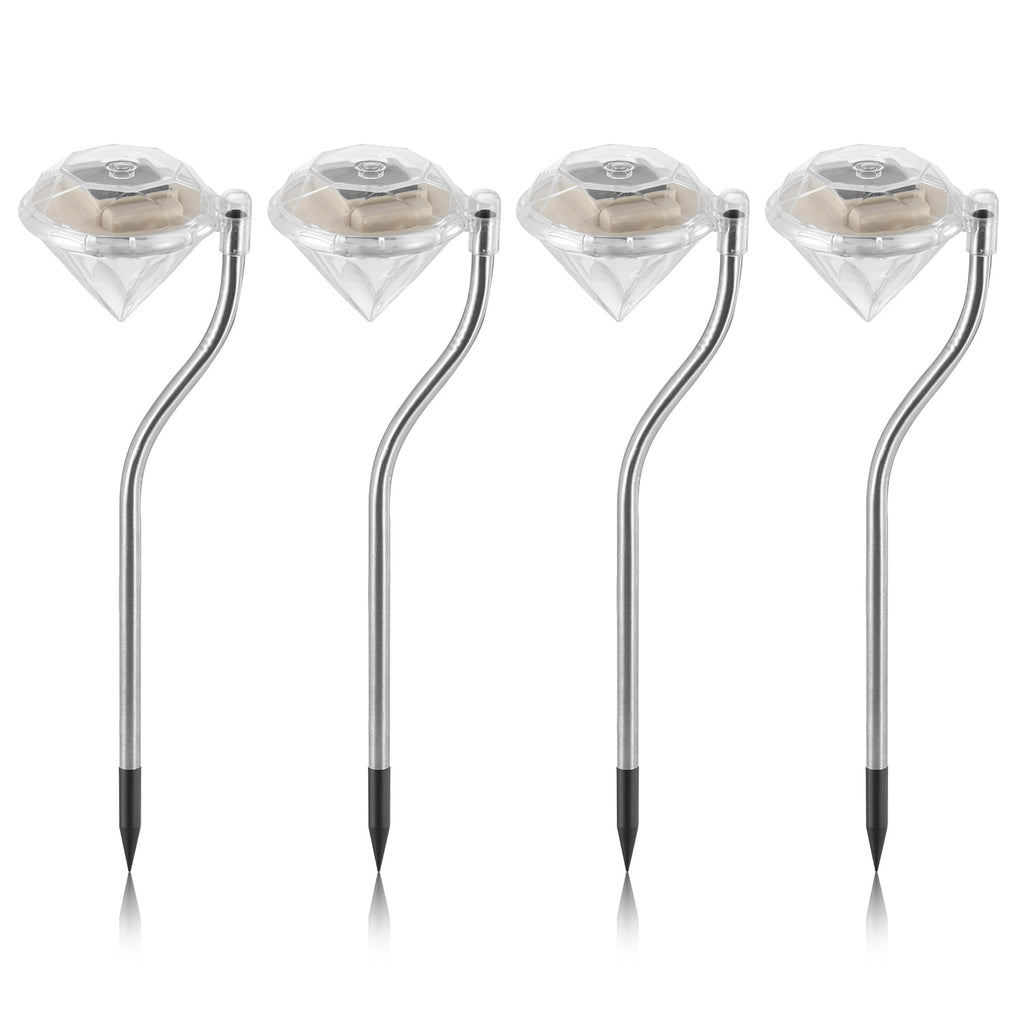 4Pcs Solar Garden Stake Light Outdoor Diamond LED Light 7 Color Changing IP65 Waterproof P