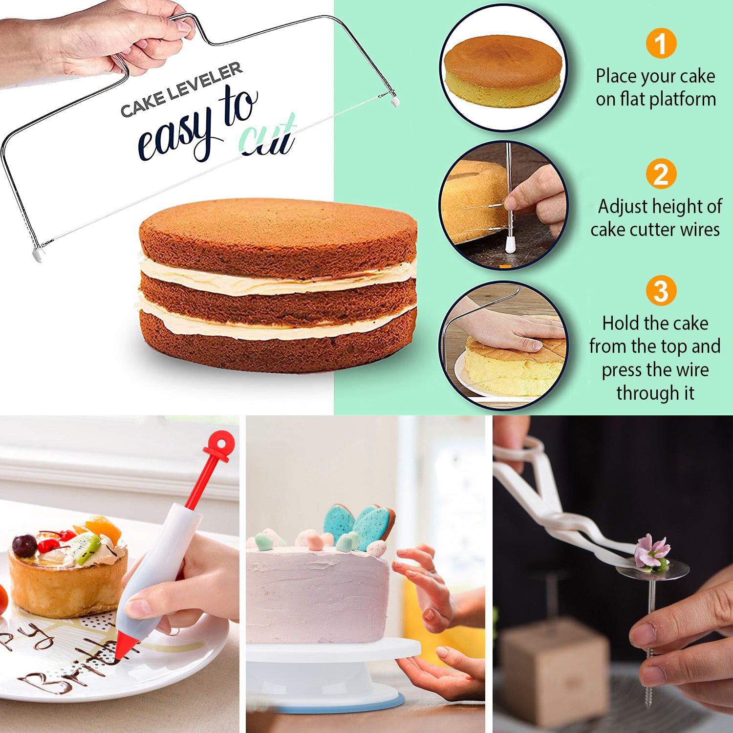 1 Set 11in tournoyau de gâteau rotatif 108Pcs Cake Decorating Supplies Kit Cake Revolving Tabl