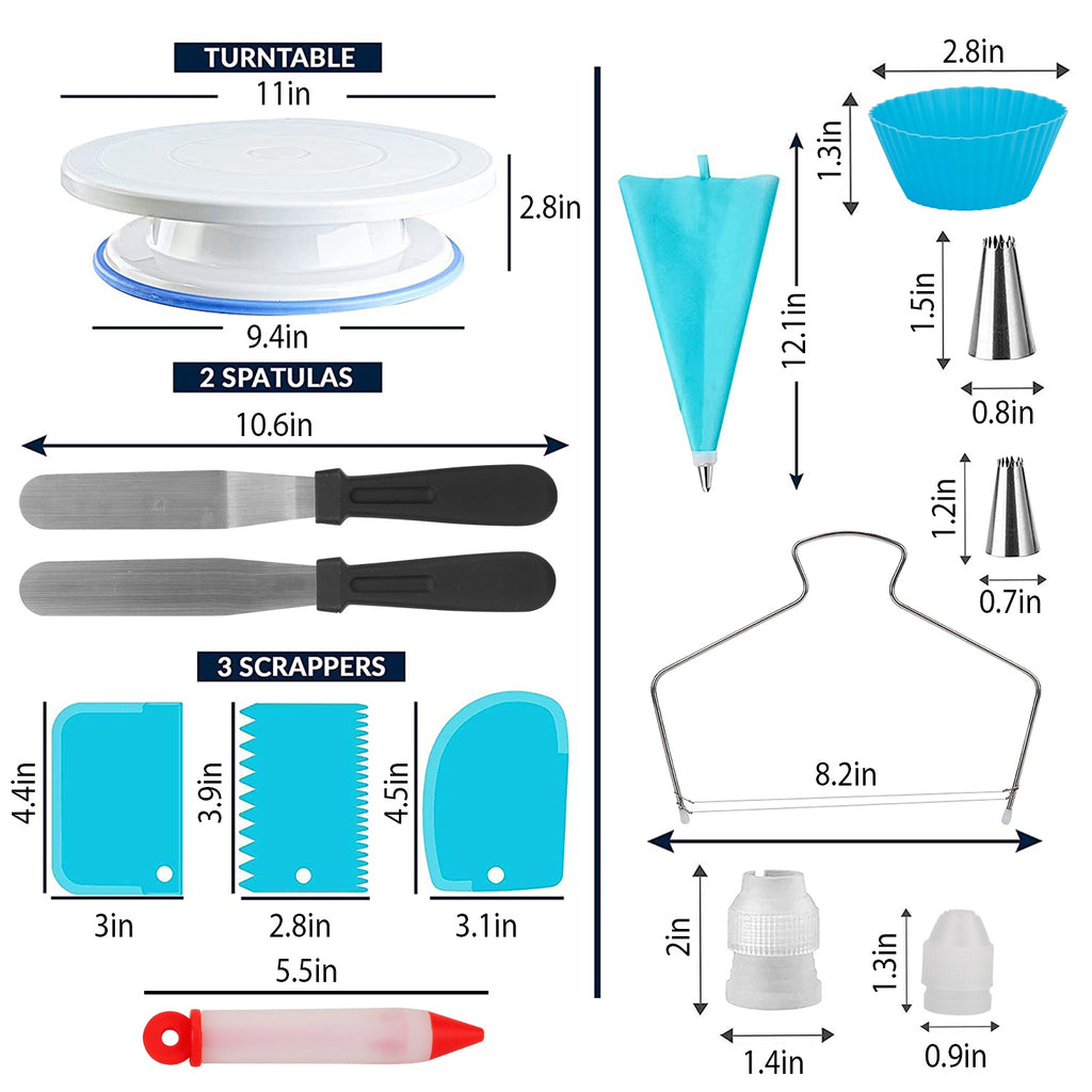 1 Set 11in tournoyau de gâteau rotatif 108Pcs Cake Decorating Supplies Kit Cake Revolving Tabl
