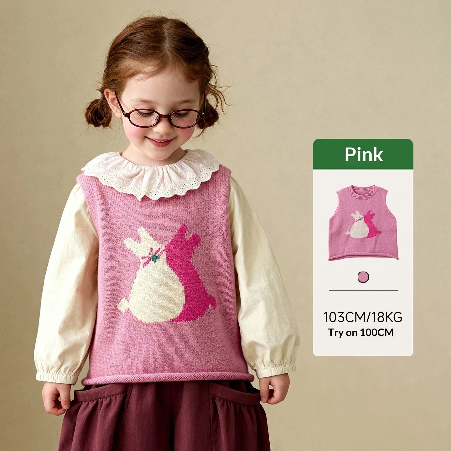 Broderie de dessins animés Veste de taille tricotée souple et polyvalente