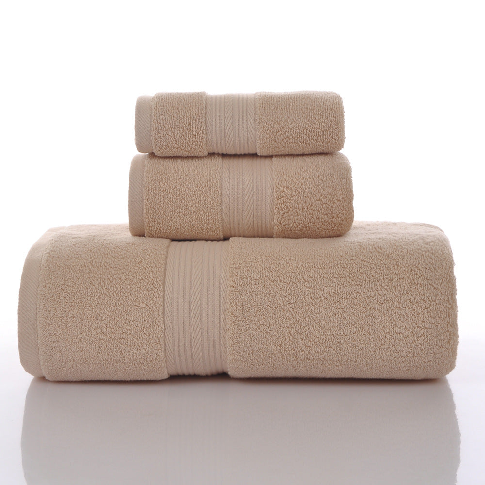 Ensemble de 3 serviettes en coton pur à couleur solide et absorbante