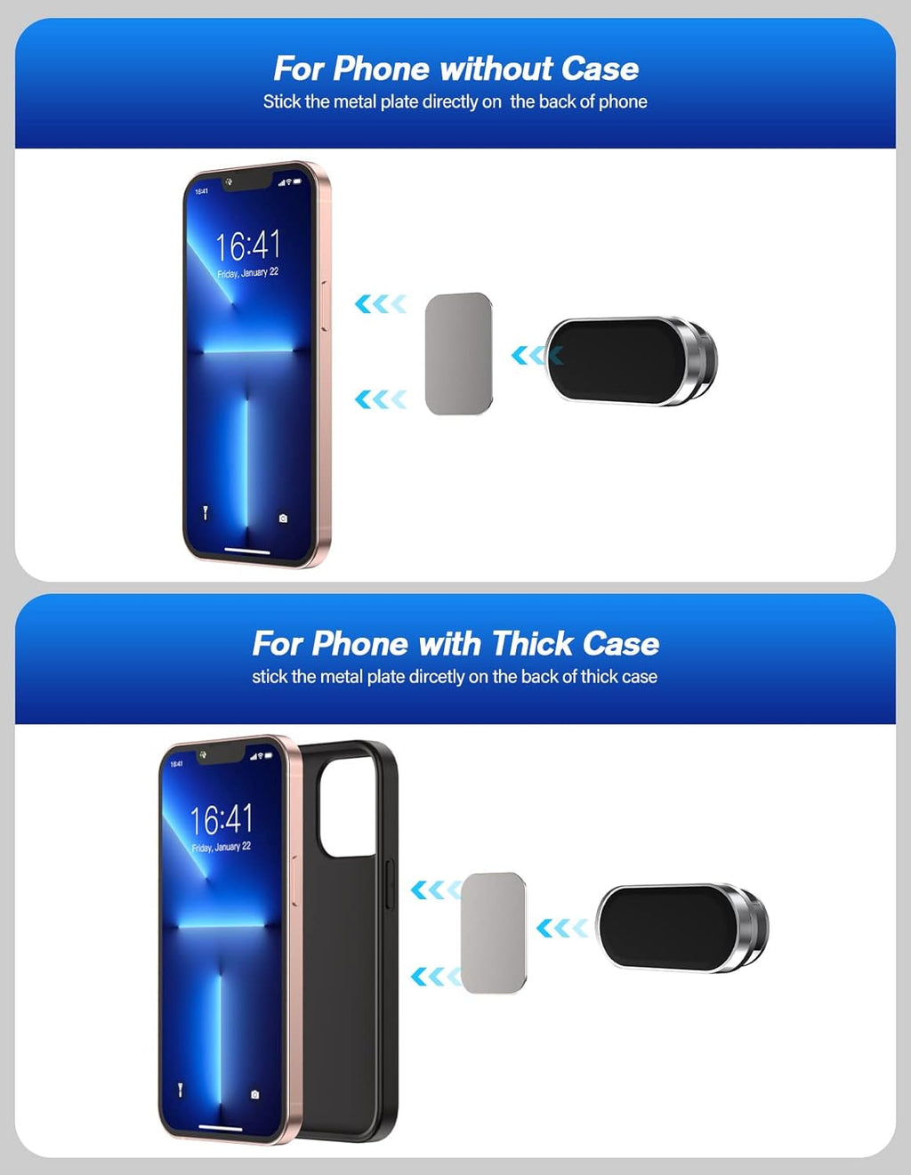 2 Pack Support magnétique puissant de téléphone de voiture Mise à niveau aimant puissant 360 degrés