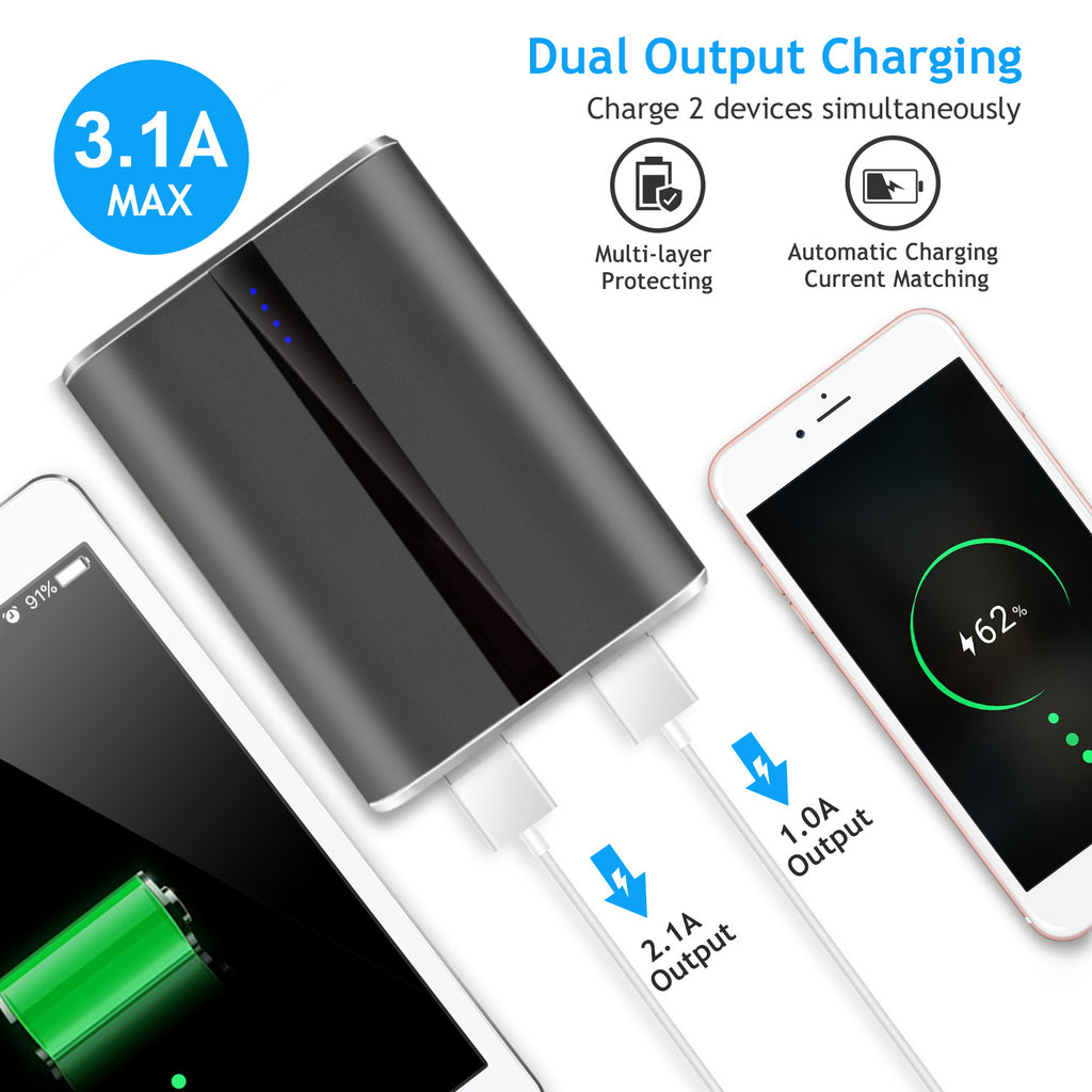 Chargeur portable 1Pc 12000mAh avec double USB 3.1A Power Bank Ultra-Compact Externe
