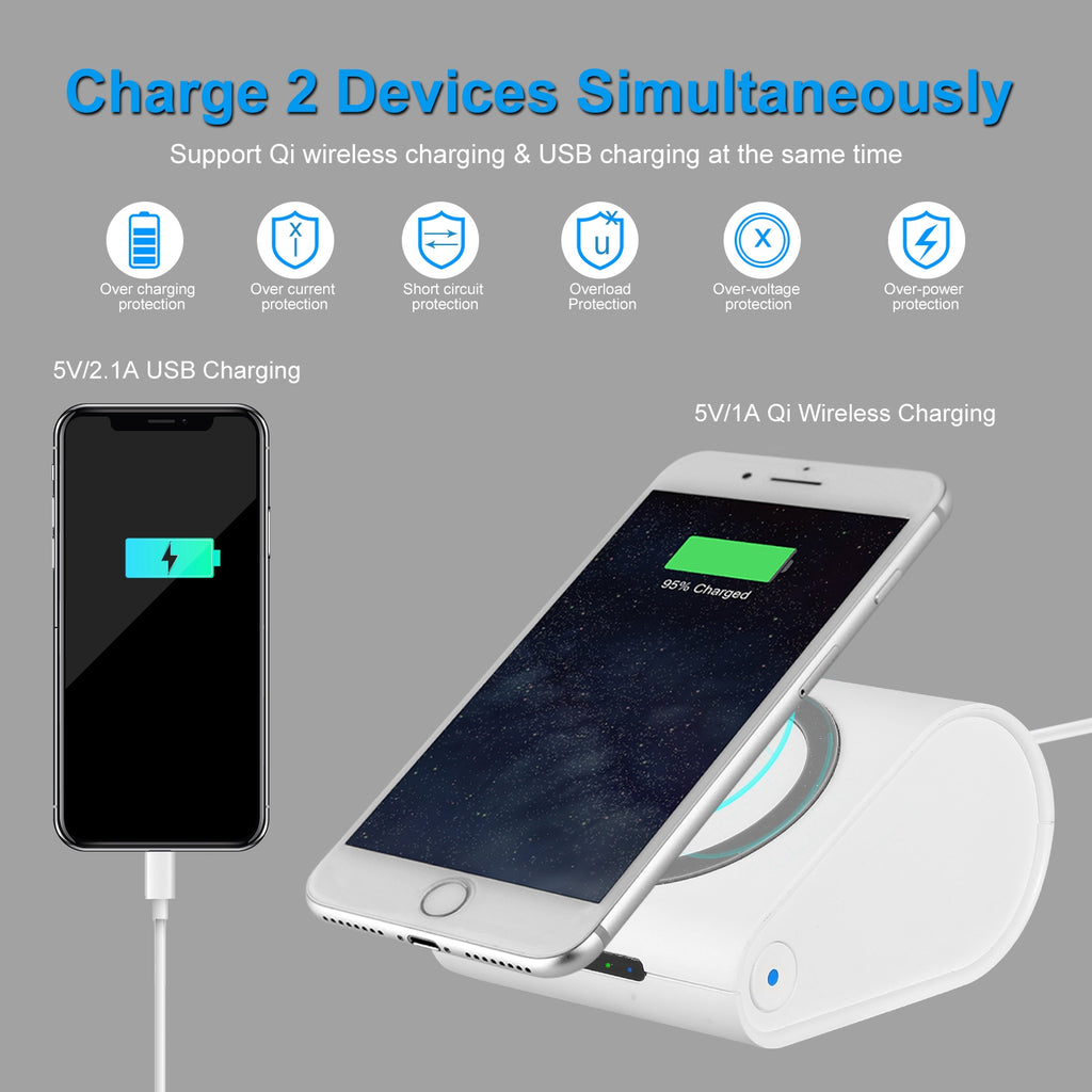 1Pc 10400mAh Qi Wireless Charging Power Bank for IOS XS MAX XR Galaxy S10 S9 Note 9