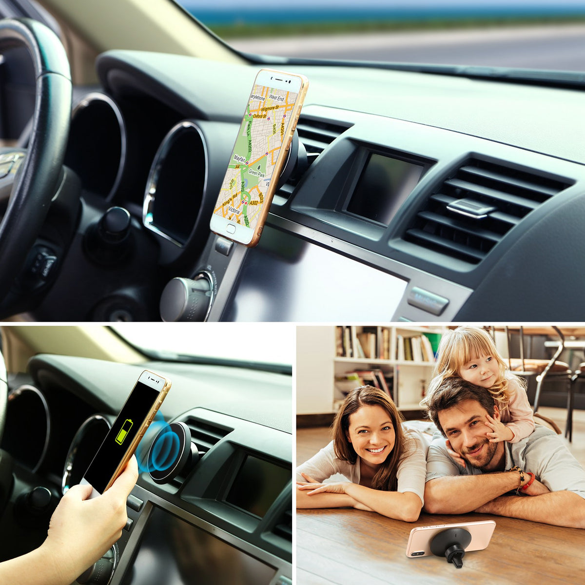 Chargeur de téléphone de voiture sans fil Qi magnétique 1Pc pour téléphone IOS XS MAX XR Galaxy S10