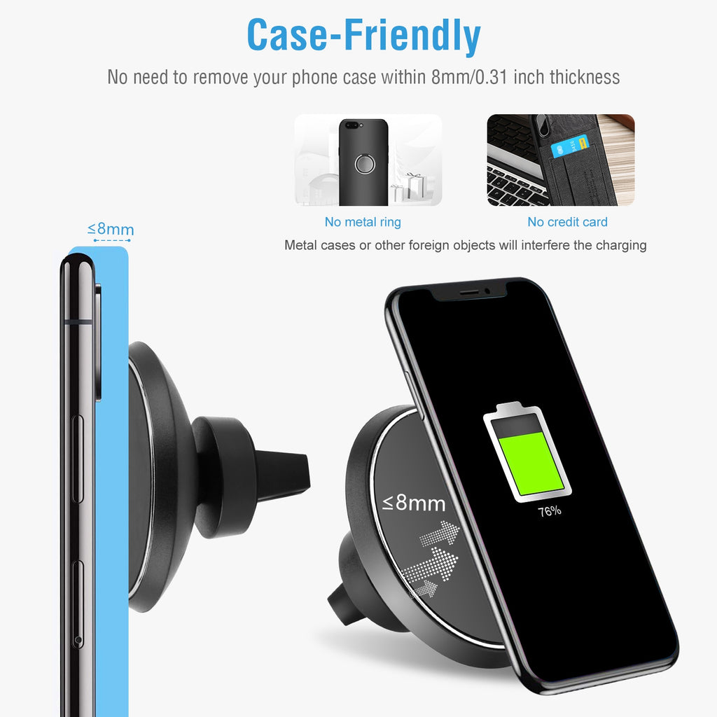 Chargeur de téléphone de voiture sans fil Qi magnétique 1Pc pour téléphone IOS XS MAX XR Galaxy S10