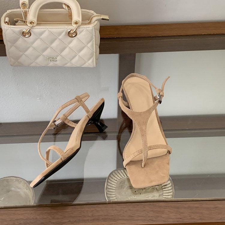 Sandales d'orteil carré de thong rétro pour femmes d'été
