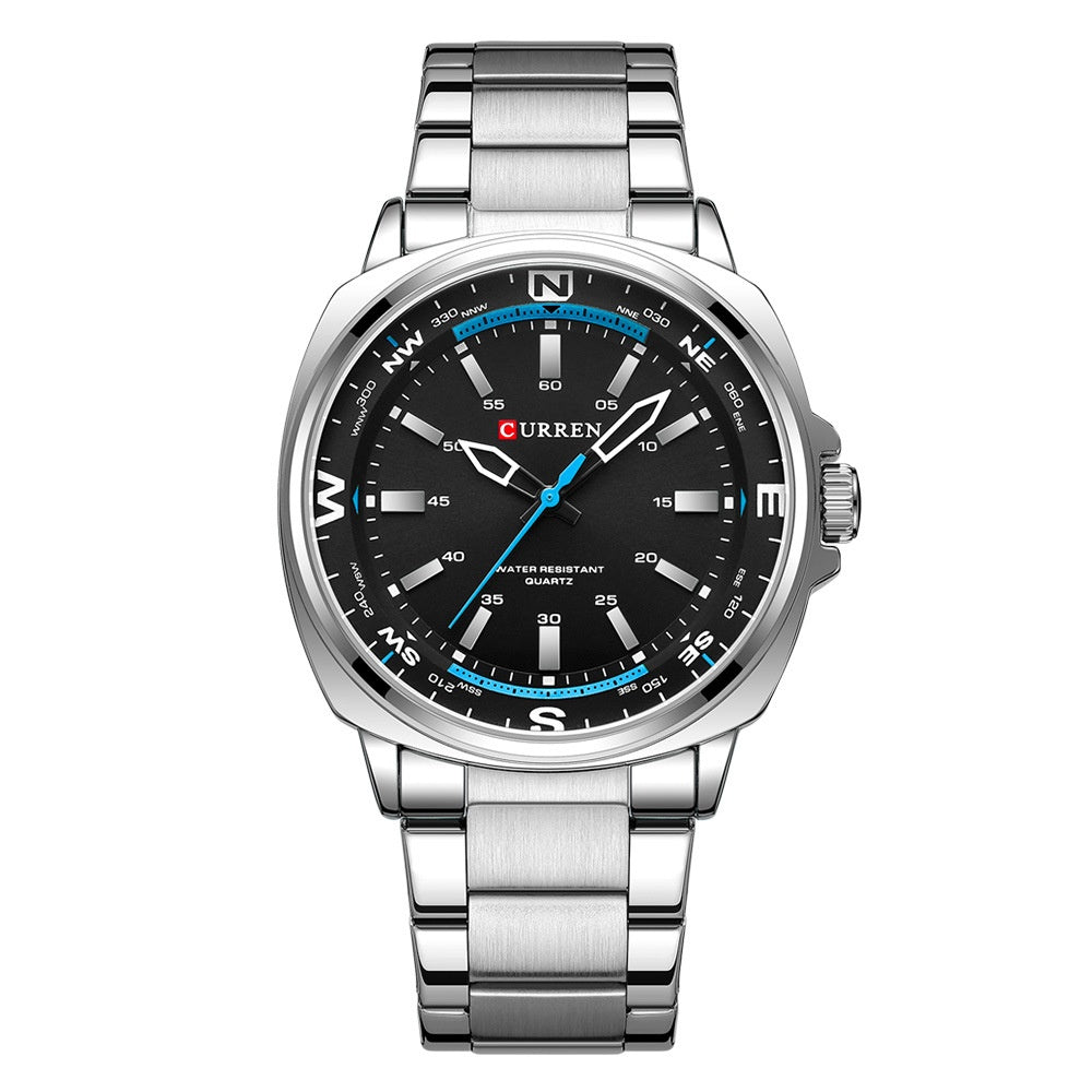 Montre Quartz de ceinture en acier créative carrée pour hommes