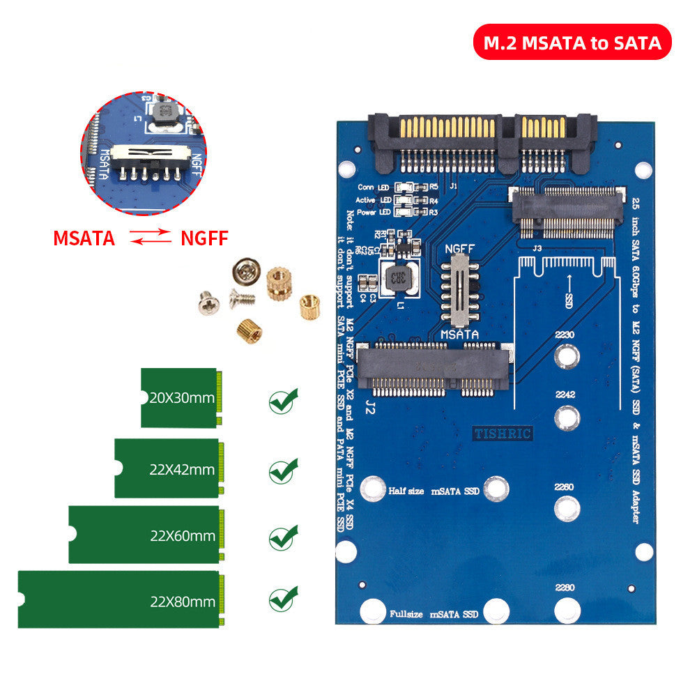 SATA3 à M2 carte de conversion SSD NGFF MSATA carte adaptateur tableau