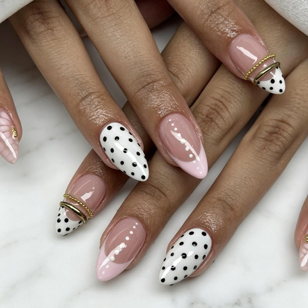 24 pièces de court amande en forme de presse sur ongles Conseils polonais avec style français artificielle Na