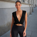 Women's Solid Color Deep V Neck Sleeveless Tank Top