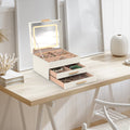 1 Set Boîte à bijoux avec miroir LED 3 plan Organisateur de bijoux avec 2 tiroirs PU