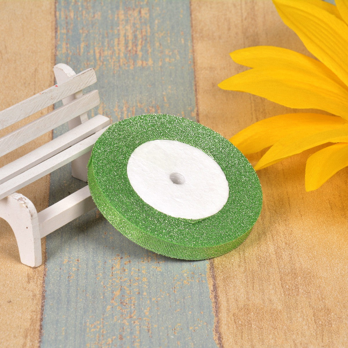 1cm Oignon vert coloré avec 3 points Ribbon Bow Gold Silk Argent Polyester Ribbon