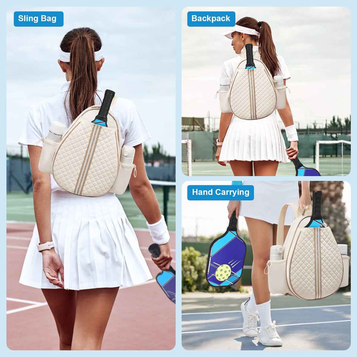 2 Options de couleur -- Sac à friser Pickleball pour hommes Femmes Sac à dos de tennis Badminton imperméable
