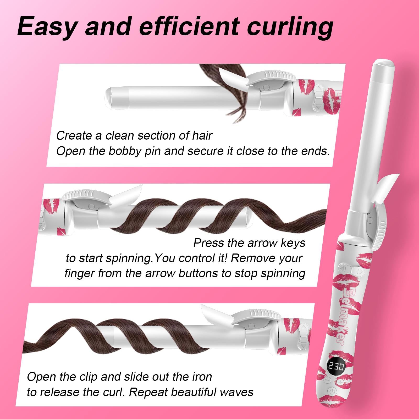 Iridescent Rotating Curling Iron Ceramic Curling Iron Convient à tous les types de cheveux Parfait