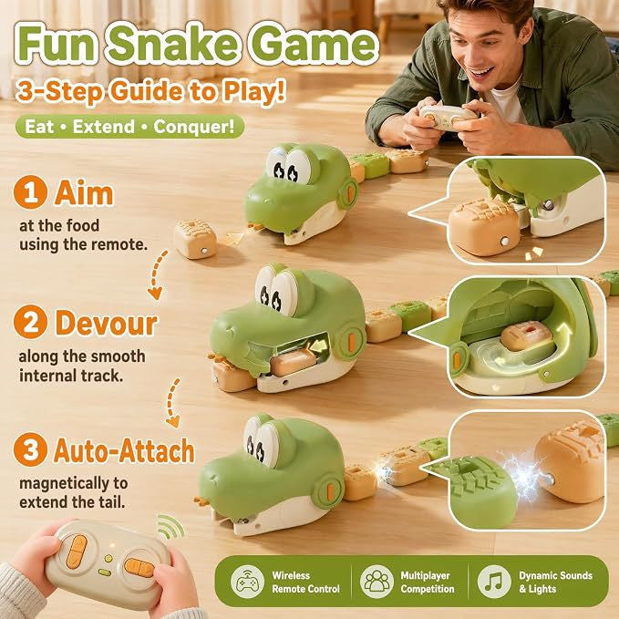 Jouet électrique télécommandé Magnetic Swallowing Snake Cadeau éducatif pour les enfants
