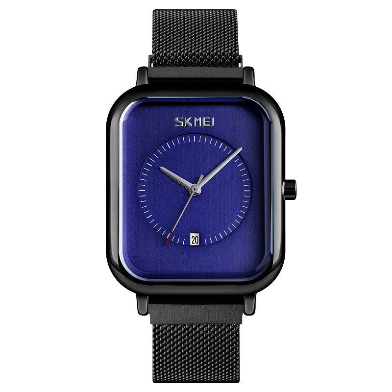 Hommes mode Square affaires Quartz étudiants hommes Mesh-Strap Imperméable calendrier montre