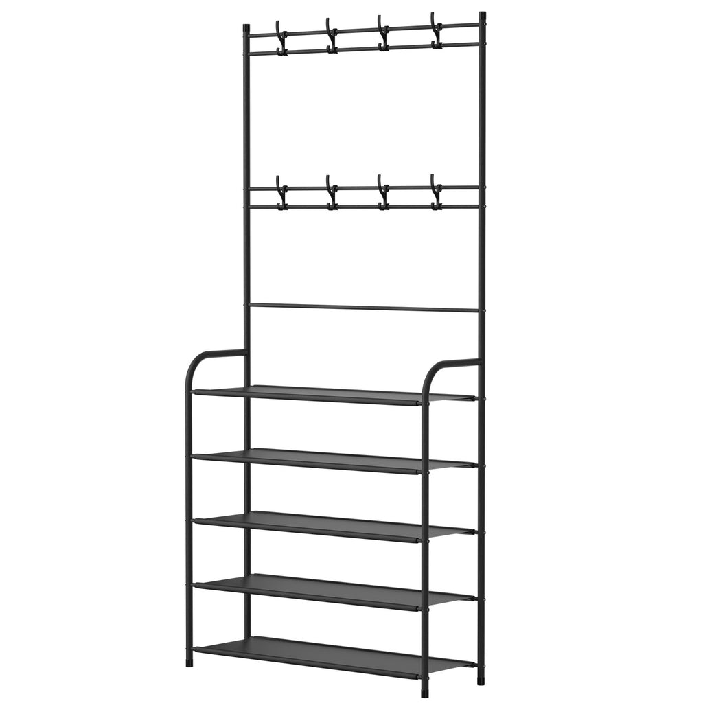 Chapeau d'entrée Chapeau étagère de stockage de chaussures 5 Tier Rack de chaussures Garment d'arbre de hall autonome