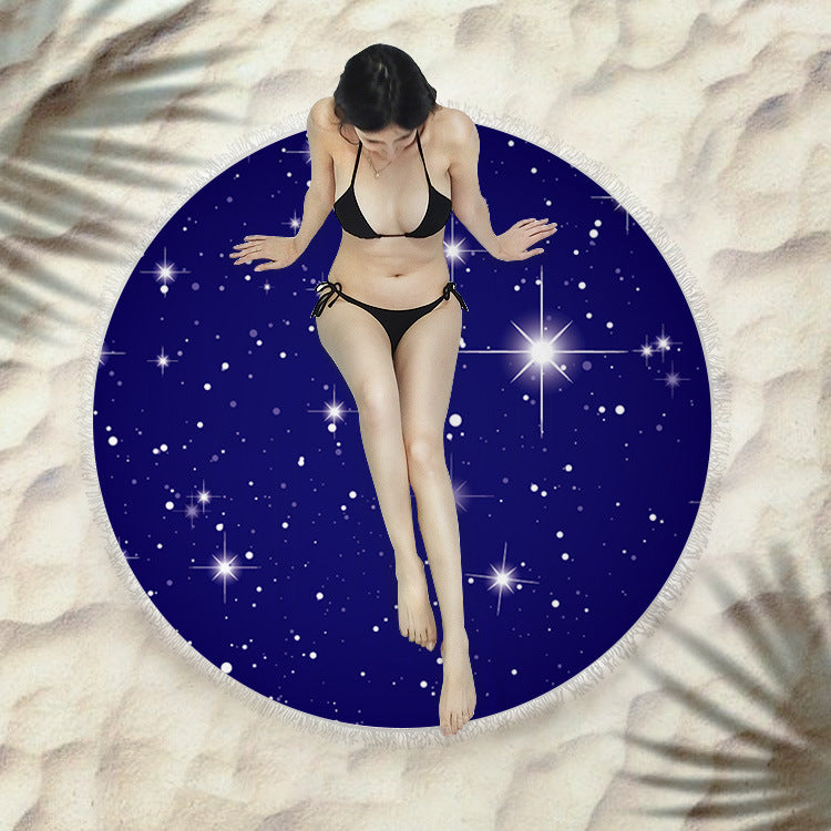 Serviette de plage fringée, serviette de bain ronde, serviette de plage