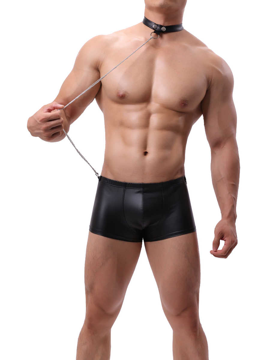 Sous-vêtements pour hommes en argent Tp R479g Impression bronzante Cuir Sexy Vanskoos Boxers Sous-vêtements