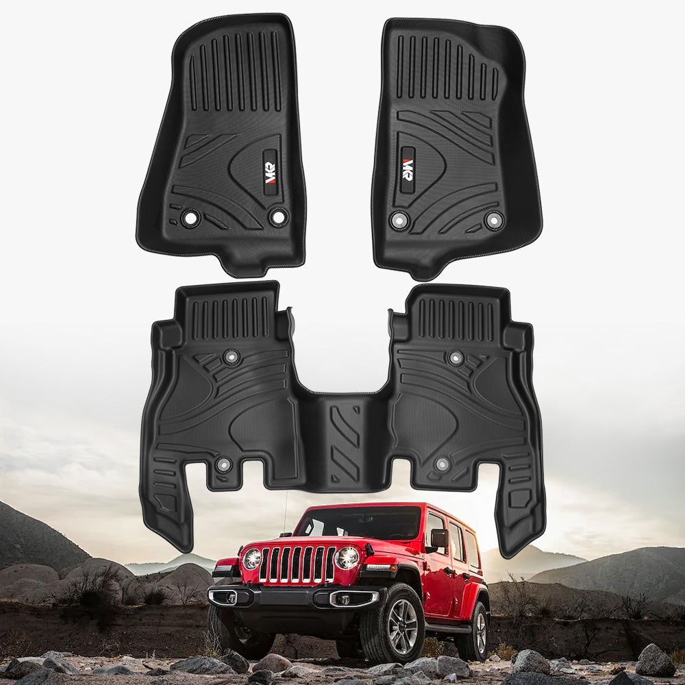 MKR imperméable et résistant aux taches tapis de voiture TPE noir 3 PCS pour jeep Wrangler JL 201