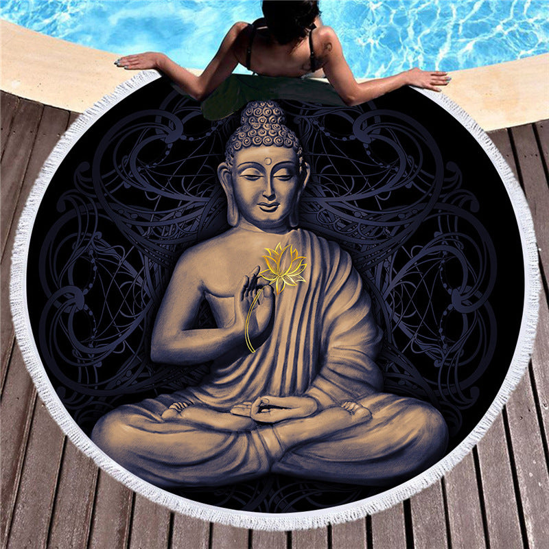 Serviette de plage ronde statue de Bouddha indien