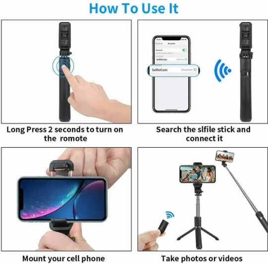 Selfie Stick Tripod Remote Desktop Support de téléphone cellulaire pour les États-Unis
