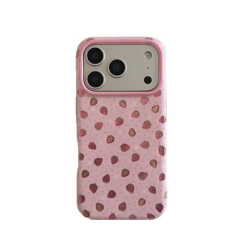 Coque de téléphone à la fraise colorée et douce