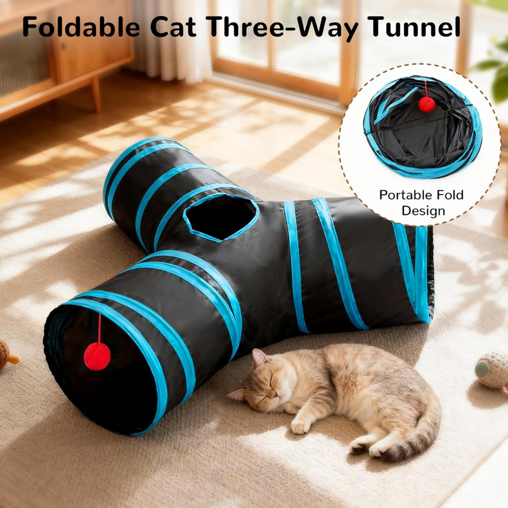 Jouets de tube de tunnel de chat animal de compagnie 3 voies collapsible
