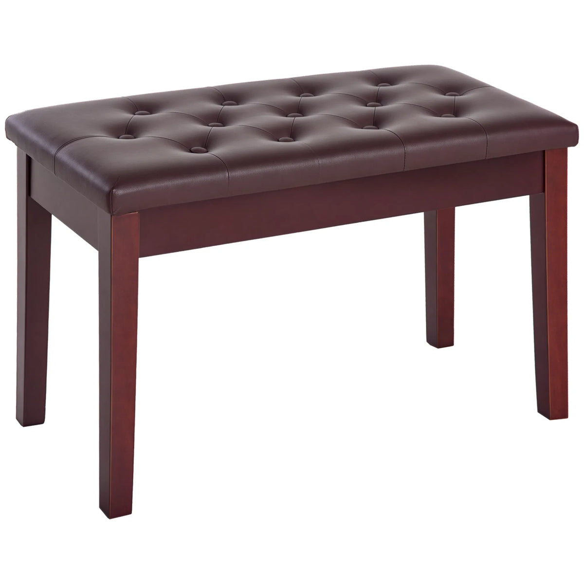 Banc de piano en cuir rembourré faux double / duo avec stockage de musique - Brown