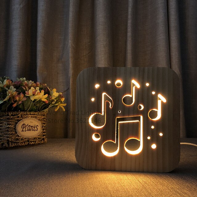 USB chaud couleur 3D bois LED atmosphère lumière