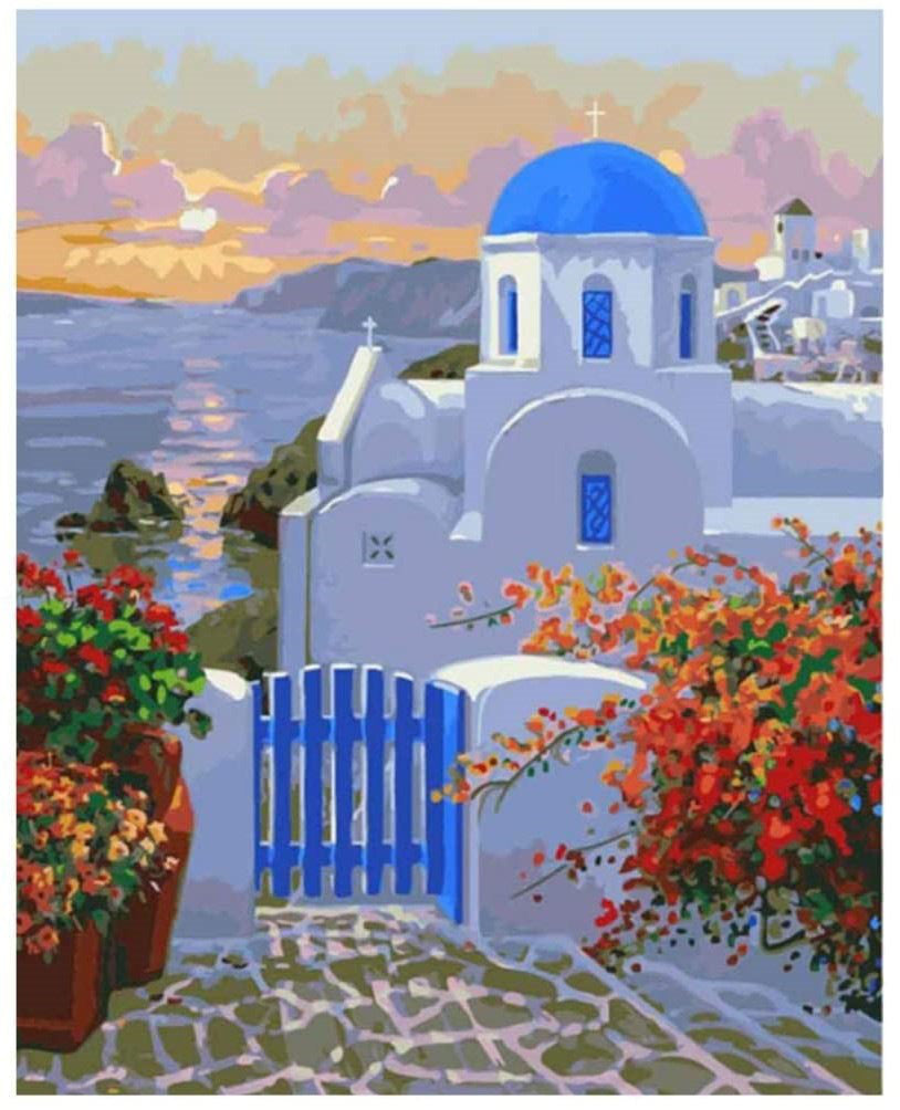 Vue mer modèle villa 40*50 sans cadre Bricolage peinture à l'huile numérique