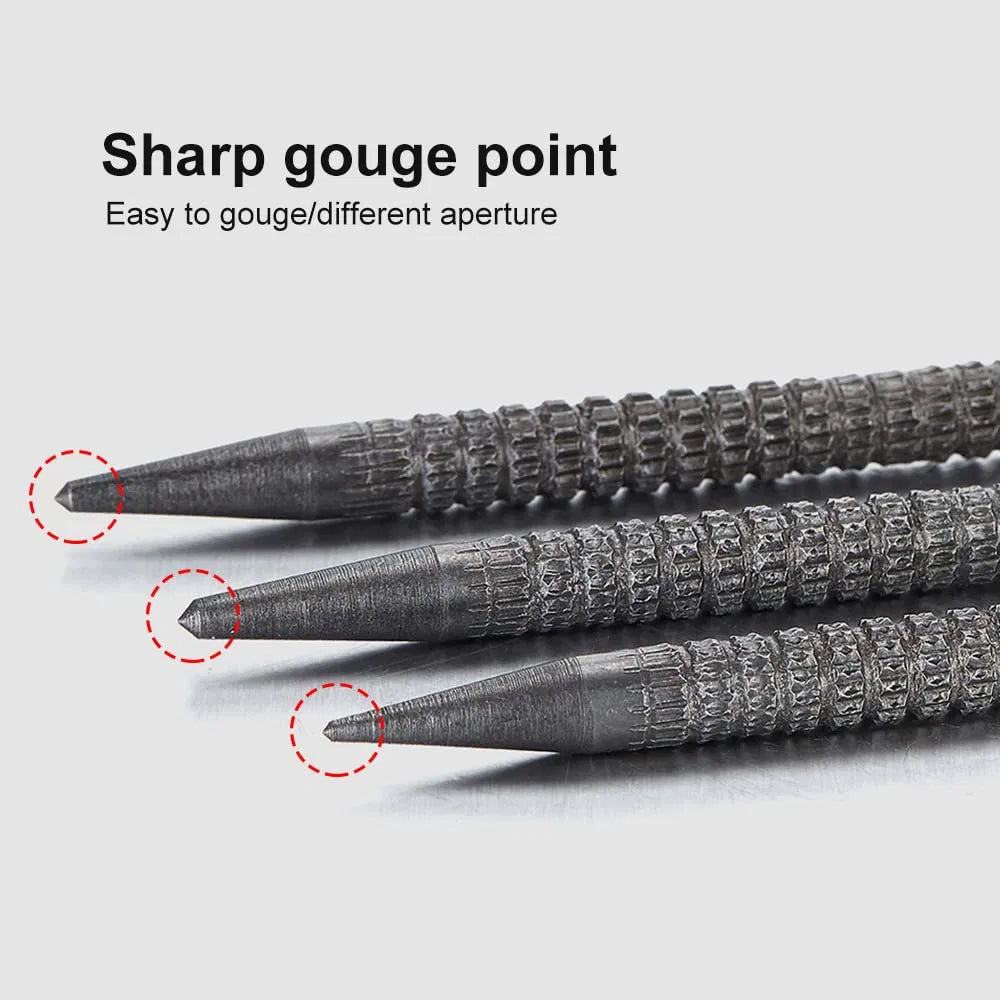 4 pièces de clou Setter & Center Punch Set 4" Wood Metal Super Impact Resistance USA