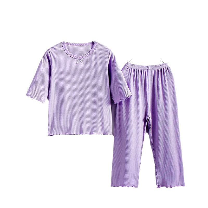 Top et pantalons de pajama en soie glacée pour filles