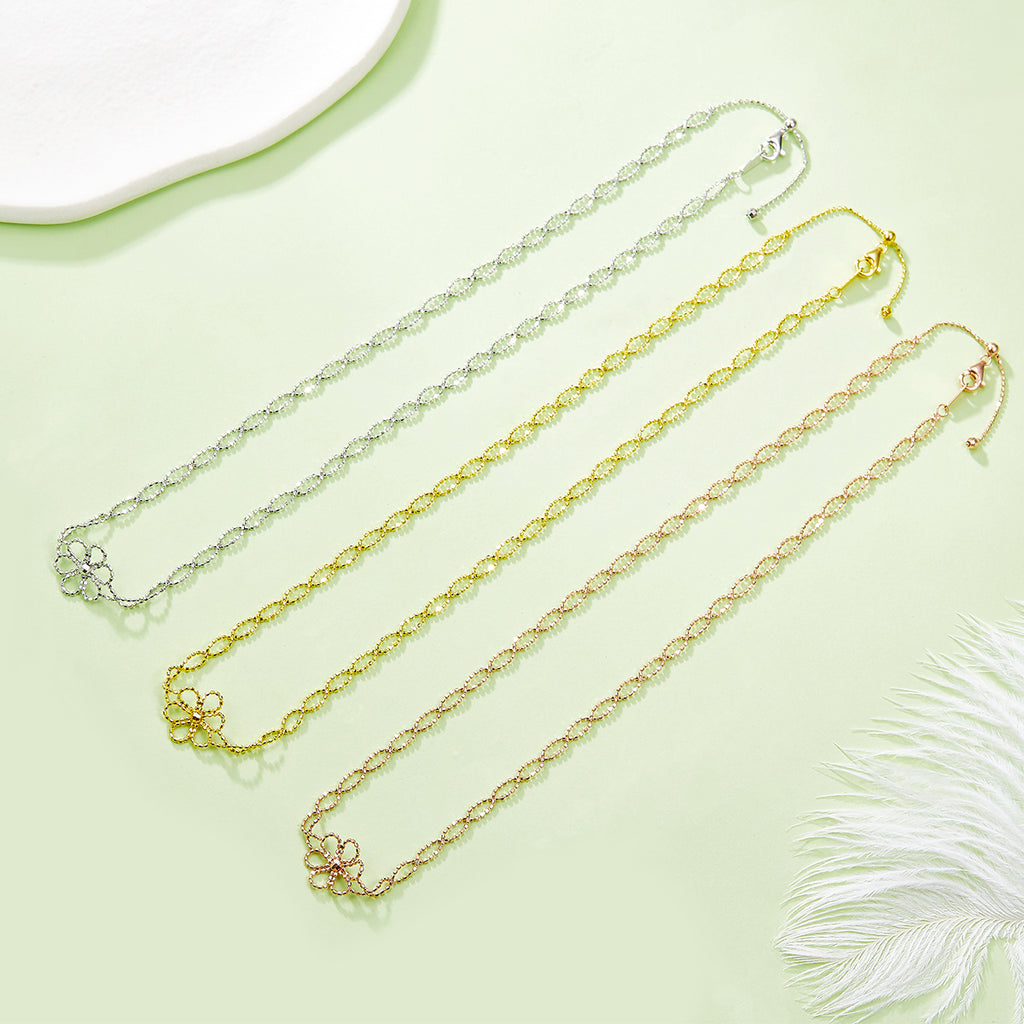 S925 Collier de fleur en argent sterling pour femmes