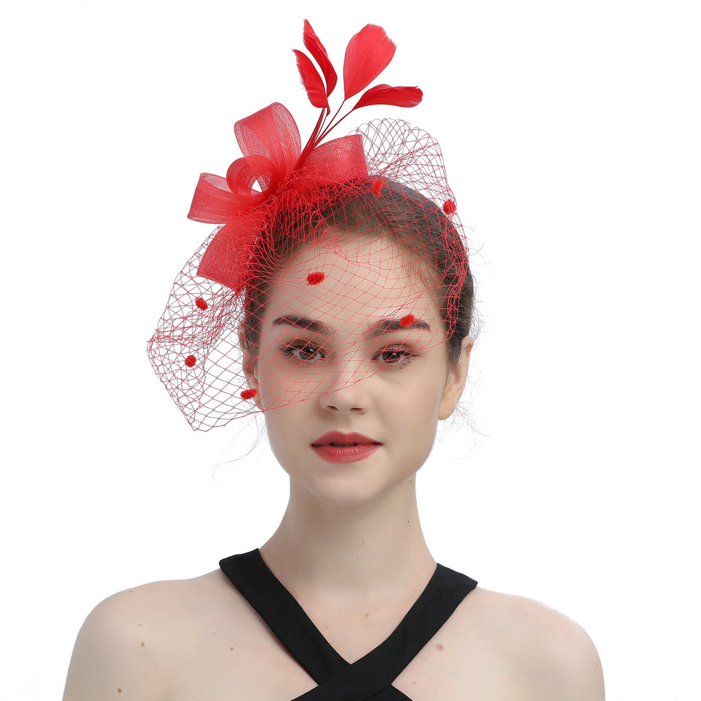 Mariée Veil Cheveux Bow Haut Chapeau Coiffure Fleur Couverture Face Mesh Head