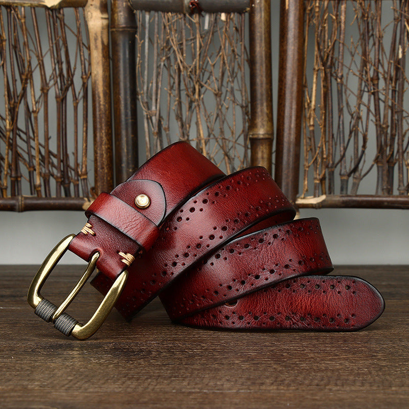 Ceinture d'épingle de première couche pour ceinture en cuir mengénien pour Jeans
