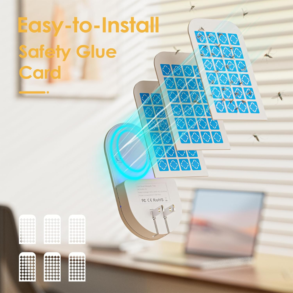 2-in-1 Indoor Plug-in Flying Insect Trap - Fruit Fly & Gnat Catcher with 6 Glue Cards - Yes