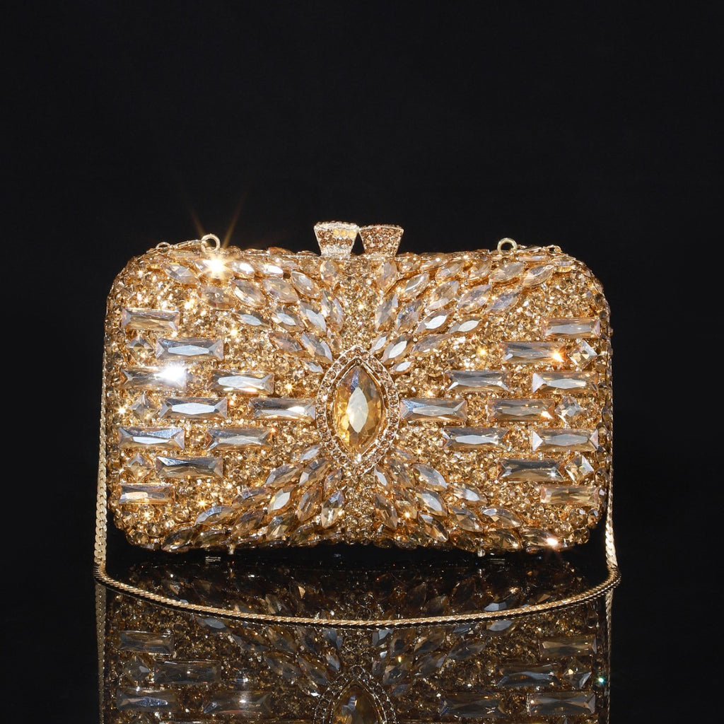 Sac de soirée en strass de bouteille de champagne brillant brillant haut de gamme