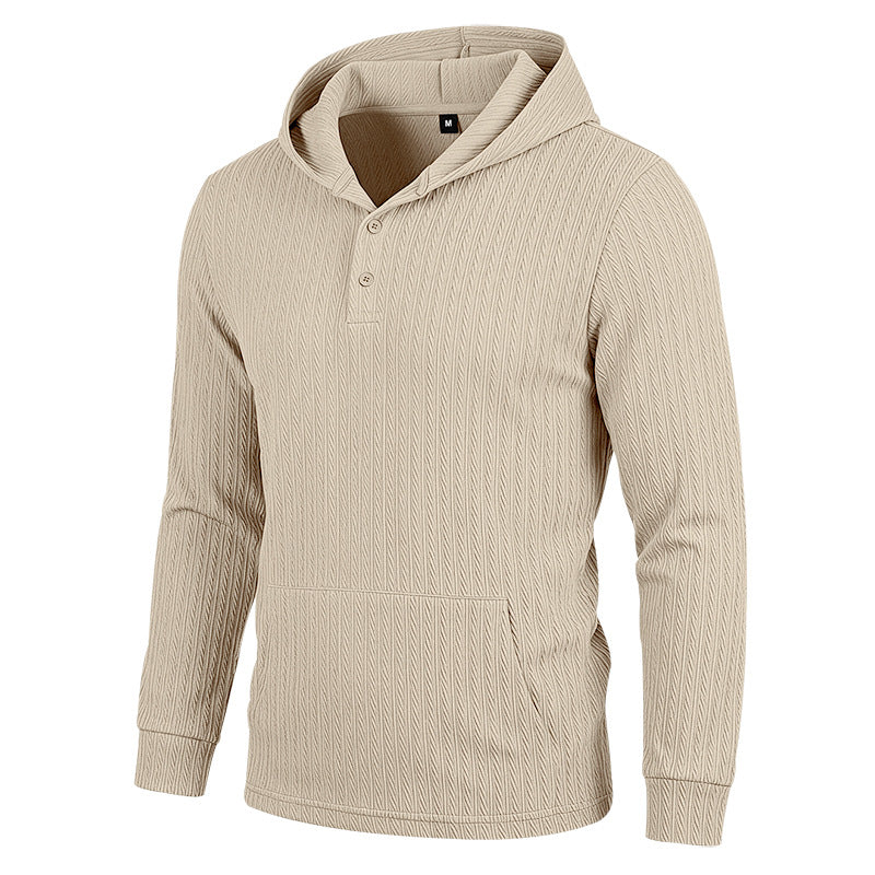 Herringbone Jacquard Texturé Casual Hommes Hoodie