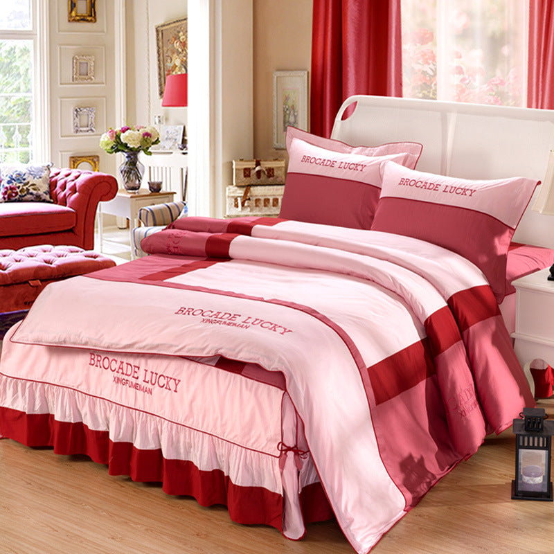 Ensemble de quatre jupes de lit en coton couleur solide