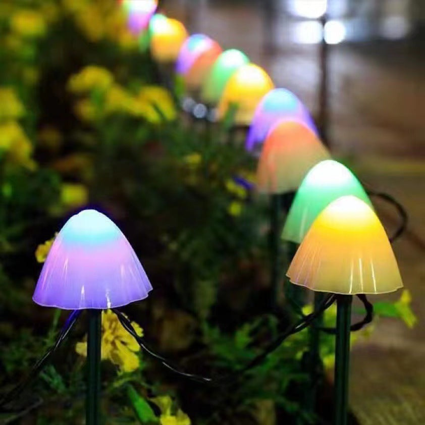 Chaîne de lampe de champignon solaire à LED extérieure