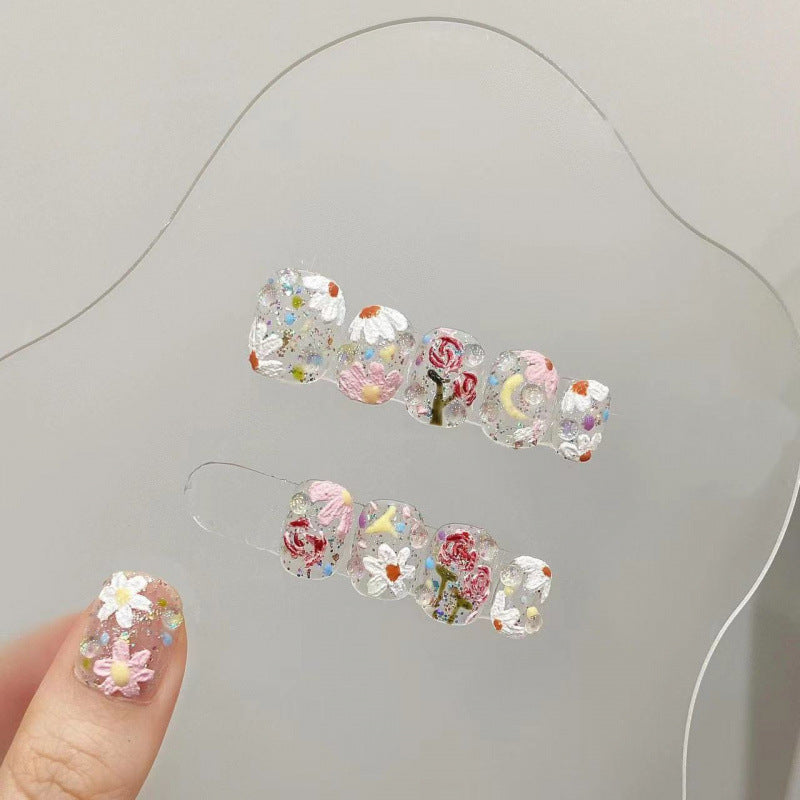 Art des ongles Printemps Petites fleurs Vibe d'été Faux ongles