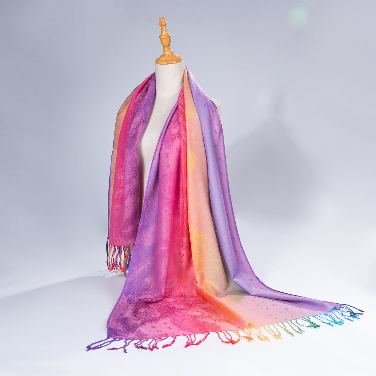 Écharpe de cou coloré à la plume, style ethnique Automne-hiver