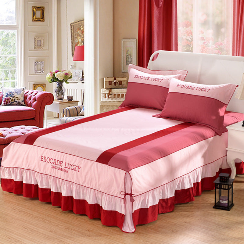 Ensemble de quatre jupes de lit en coton couleur solide