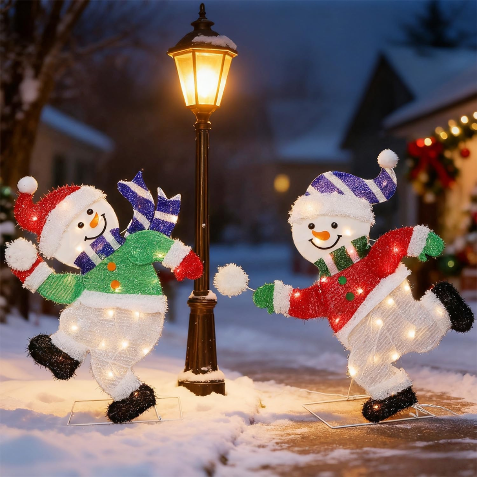 Set de 2 Décorations de Noël pour Snowmen Lighted