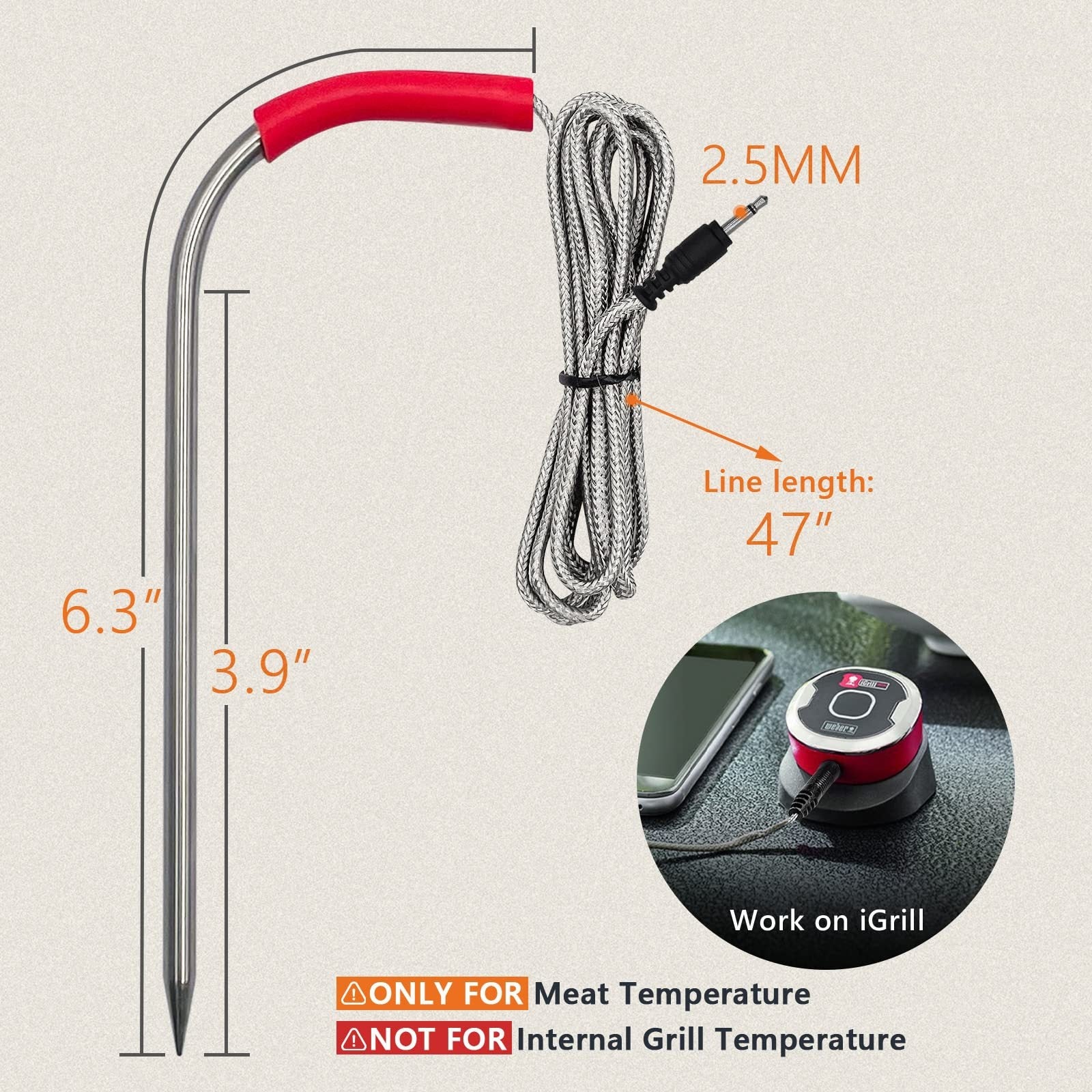 Sonde de température de la viande de four portable à domicile